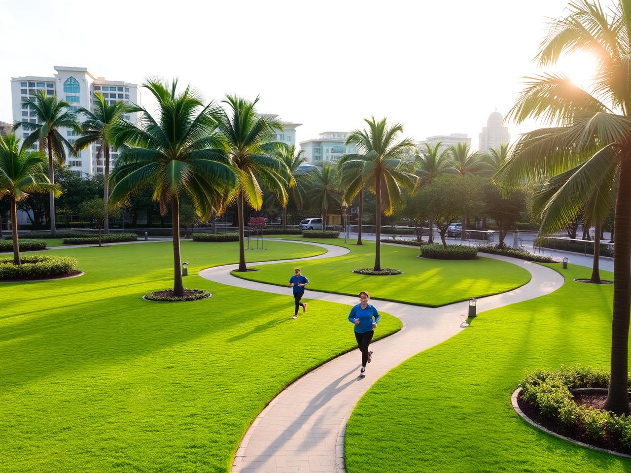 Lush park inside township
